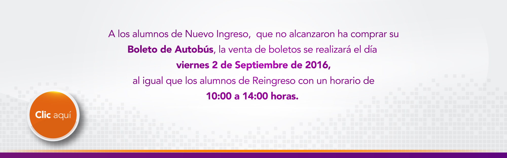 Venta de Boletos para Alumnos de Nuevo Ingreso