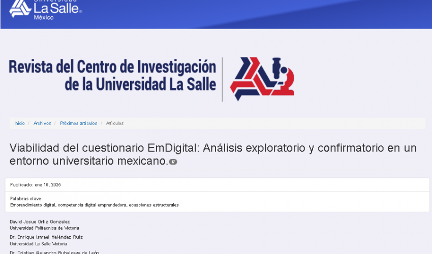Publican en revista indexada Internacional importante estudio realizado por Profesores Investigadores de tres Universidades sobre competencias digitales emprendedoras
