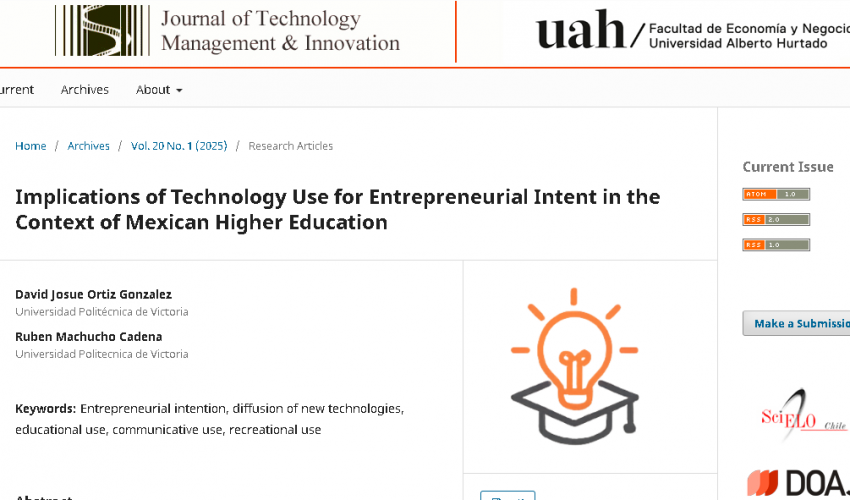 Académicos de la UPV publican estudio sobre el uso de tecnologías y su influencia en la intención emprendedora en estudiantes universitarios