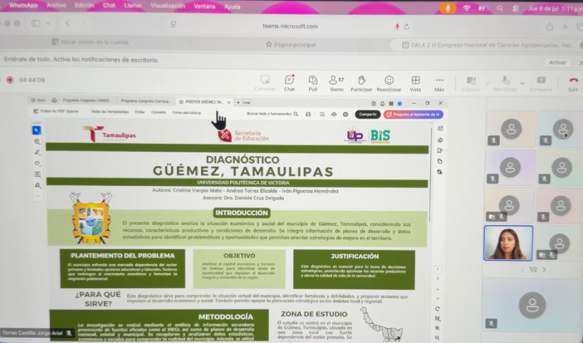 Participan estudiantes del Programa Académico de Administración en el III Congreso Nacional de Ciencias Agropecuarias, Recursos Naturales y Sustentabilidad, realizado por la Universidad Autónoma de Tamaulipas.